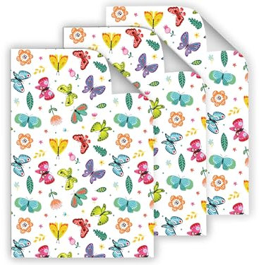 6 Geschenkpapier-Bögen hochwertige reißfeste Geschenkverpackung für Kinder Mädchen Schmetterlinge für kleine Geschenke Weihnachten Kindergeburtstag Geburtstag (6 Bögen je A3-Format)