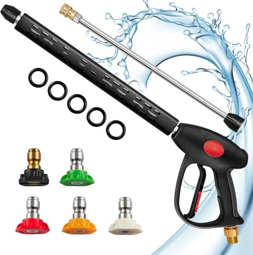 DKIEI 4000 PSI Pressure Washer, High Pressure Jet Washers Lance with 5 Nozzles from 0°to 65°、 Extension Wand、 M22 14MM、 1/4 Quick Connector, Car Cleaning Kit for Car, Floors, Windows Cleaning