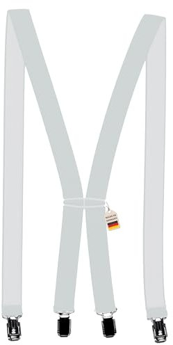 Zukunftsenkel Hosenträger 4 Starke Clips X-Form 2,5cm Breite Herren Damen Skihose Arbeitshose Verstellbar und Elastisch Fasnacht H-Form (Hellgrau)