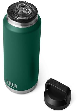 YETI Rambler Bottle Chug, Vaccum Insulated Stainless Steel Bottle with Leakproof Chug Cap, Black Forest Green, 46 oz (1.4 L)