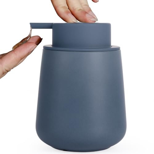 Seifenspender Blau Spülmittelspender, 350 ml Keramik Seifenspender mit Großer Pumpenkopf, Nachfüllbarer Flüssigseifenspender Soap Dispenser Geeignet für Küche,Bad | Matt Blau