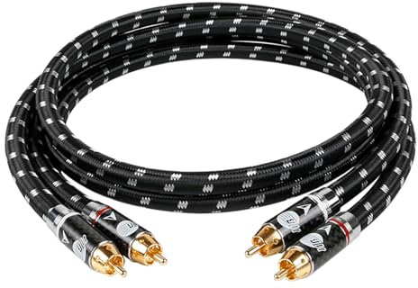 BOAACOUSTIC JIB Hi-end Audiofila Cavo Audio Cinch RCA da 2RCA maschio a 2RCA maschio per audiofili, sistemi HiFi, cavo di interconnessione con diametro di 10 mm (3m,nero)