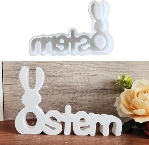 Silikonformen Gießformen Ostern, Ostern Buchstaben Desktop Ornamente, Ostern Silikonformen Gießformen, Osterhase Beton zum Gießen, Sojawachs Kerzen, Ostergeschenke