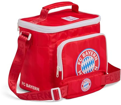 IGLOO Square Lunch Bag - FC Bayern München - lizensierter Fanartikel - Rote Kühltasche mit Vereinslogo - Isolierte Lunchbox mit Schultergurt