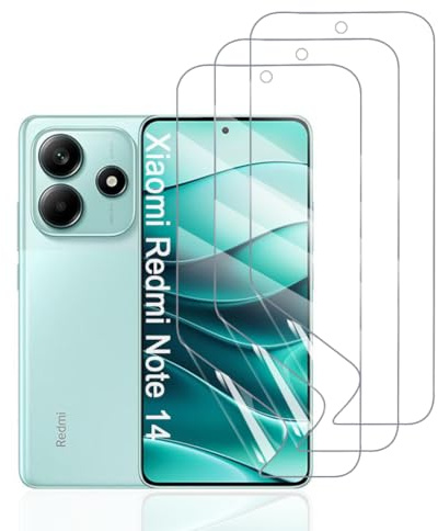 Hhfcryst Protector de Hidrogel Protector para Xiaomi Redmi Note 14 4G/5G, 3 Piezas TPU Protectores de Pantalla HD Transparente Suave (Vidrio no templado)