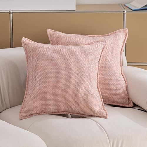 Home Brilliant Federa per cuscino in ciniglia lavorata a maglia, 45 x 45 cm, rosa cipria, morbida come una nuvola per divano letto