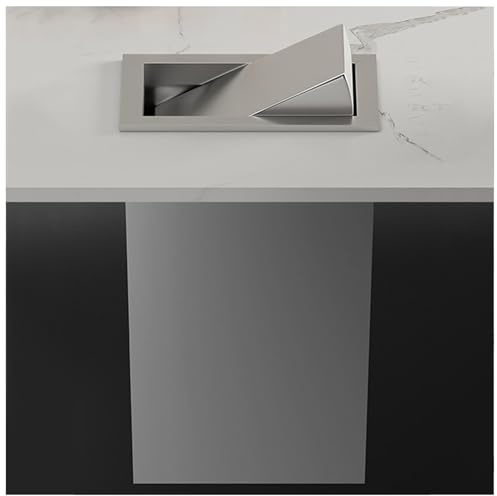 Eingelassener Mülleimer für die Arbeitsplatte, eingebauter Mülleimer aus Edelstahl mit Schwingklappe, Küchenabfalleimer mit integriertem Müllschlucker, versteckter Papierkor,Silvery-Lid + trash can