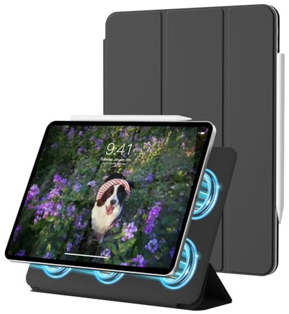 ZOPSGYU Magnetisch Hülle für iPad (A16) 11. Gen 11 Zoll (2025) & iPad 10. Gen 10,9 Zoll (2022), Praktische Magnetbefestigung, Two Way Trifold Ständer, Leichter Schutz, Auto Ruhen/Wecken, Schwarz