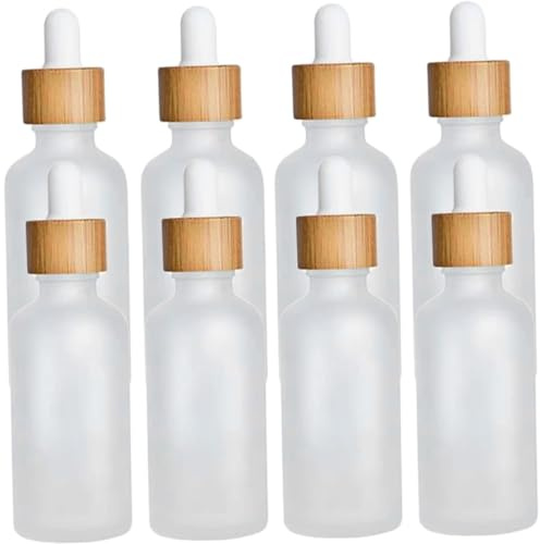 DECOMELODY 8 pièces Lot Flacons Verre pour Huiles Essentielles Bouchon en Bois Bouteilles Vides Transparents pour Stockage et Distribution Huiles Contenants Doseurs avec Pipette pour Mélange