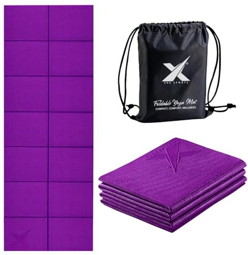XN8 Sports Foldable Yoga Mat – Non-Slip, Eco-Friendly, Lightweight, Portable with Carrying Strap, Perfect for Home, Gym, and Travel Workouts, 72 Length