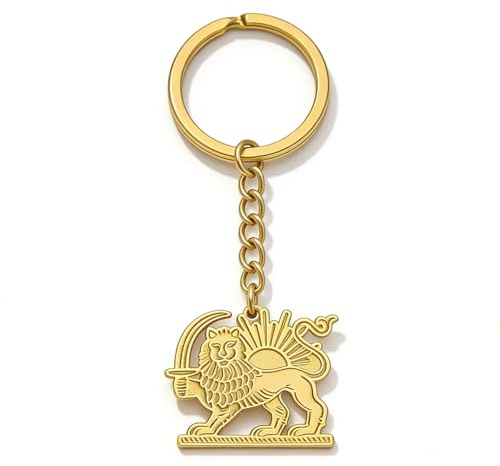 TEAMER Persischer Löwe und Sonne, Schlüsselanhänger, Edelstahl, iranischer patriotischer Löwe und Sonne, persischer Schmuck für Damen und Herren