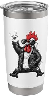 Cool Rock and Roll Rooster in Jacket Art Stainless Steel Insulated Tumbler