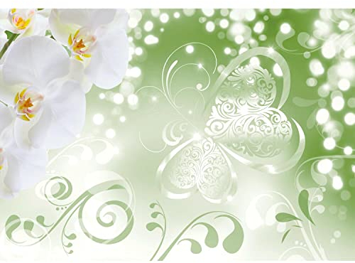 Runa Art Fototapete Blumen Orchidee 352 x 250 cm Vlies Tapeten XXL Moderne Wandtapete Wohnzimmer Schlafzimmer Grün 9076011c