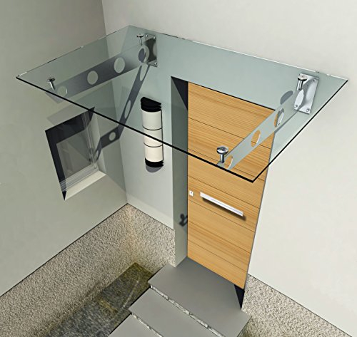 120 x 90 cm Glasvordach Vordach Türvordach Türdach Haustür Klarglas Glas Edelstahl VSG