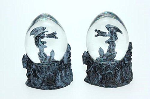 Unbekannt 2 Glitzerkugeln Drachen Schneekugel Märchen Burg Schneekugeln