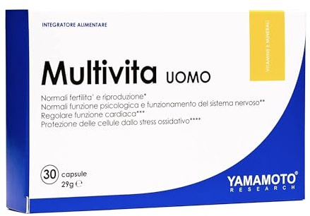 YAMAMOTO RESEARCH Multivita UOMO 30 capsule, integratore multivitaminico multiminerale pensato appositamente per soddisfare le esigenze nutrizionali specifiche dell’uomo