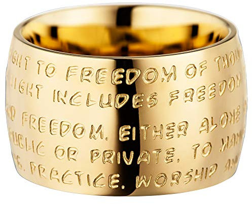 GILARDY GHR-R1YG16 Human Rights Ring R1 Edelstahl Gravur | Schmuck Menschenrechte (Yellowgold, 50 (15.9))