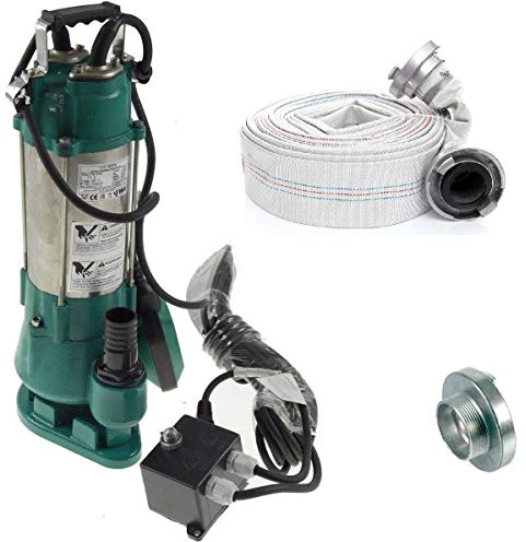 370W Schmutzwasserpumpe Fäkalienpumpe Schneidmesser Tauchpumpe INOX v370 + Bauschlauch 1