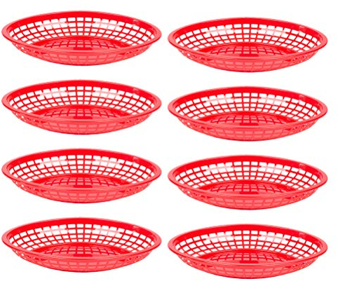 Cestino Frutta Cucina 32 Pezzi, Cestino Pane Da Tavola in Plastica, Perfetto Per Patatine Fritte, Hamburger, Snack, Rosso