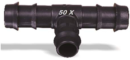 50 X 16 mm a forma di T per tubo a goccia (16 mm a forma di T), raccordo a T per tubo per irrigazione giardino