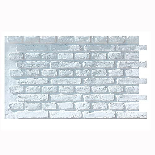 Faux Brick Wall Panels, 3D Wall Panel with Resin Texture Brick for TV Background, Indoor and Outdoor Use (30 sq.ft/Box, Matt White, Church)