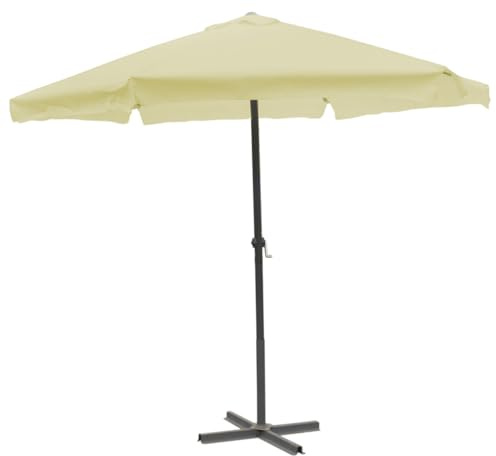 Mojawo Kurbelschirm Gartenschirm Sonnenschirm Aluminium Schirm Ø 3m Krempe und Kurbel verschieden Farben, Farben:Beige