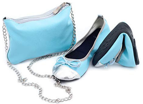 CATMOTION Zapatos cómodos Plegables en su Bolso, Bailarinas para Niñas, Bombas para después de la Fiesta, Zapatos de Bolsillo, Zapatillas de Ballet Plegables