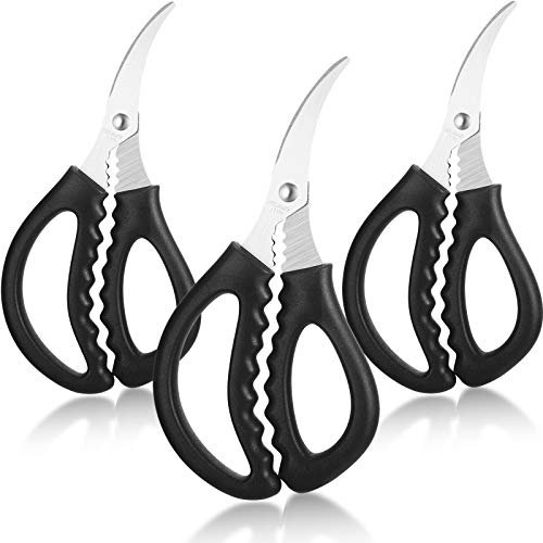 Küche Meeresfrüchte Schere Multifunktionale Edelstahl Schere Meeresfrüchte Fisch Krebs Garnelen Hummerschere für Küche Meeresfrüchte Schälwerkzeuge (3, Schwarz)