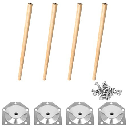 Shoze 4 Pcs Wooden Furniture Legs 69cm Replace Furniture Feet Tapered Wooden Table Legs with Mounting Plate and Screws for Table Chair Stool Sofa(Pine)