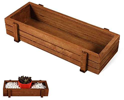 Jardinera de madera, maceta, alféizar de ventana, maceta de hierbas, cactus, suculenta, rectangular, maceta para patio interior/exterior, jardín