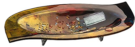 GILDE GLAS art Dekoschale Tisch – Designer Deko Schale Weihnachten Herbstdeko – Home design – Deko für Wohnzimmer Schlafzimmer – Länge 55 cm