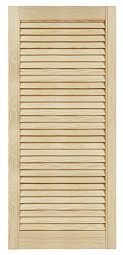 DecoMeister Lamellentüren aus Holz 444x993 mm Massivholz Lamellentür Holztür Schranktür mit offenen Lamellen für Kleiderschrank Möbelfronten Einzeln