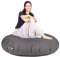 PATCH HOME Patchhome Sitzsack 2 in 1 Sitzkissen Bodenkissen für Erwachsene & Kinder - Gaming mit Füllung Kissen Sessel BeanBag (Ø 125cm, Anthrazit)