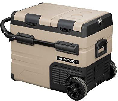 Alpicool TAW45 45 Liter Kompressor Kühlbox tragbarer Kühlschrank 12/24V elektrische Gefrierschrank für Auto, Lkw, Boot mit einziehbare Stange, USB-Anschluss, Flaschenöffner, Schneidebrett