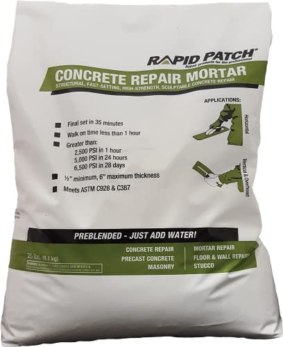 Rapid Patch Concrete Repair Mortar - Repair Sidewalks, Curbs, & More… (20 Pound, 1)