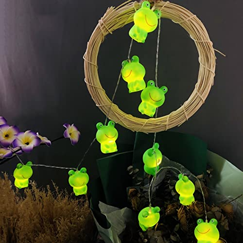 Riaxuebiy Niedliche Frosch Form Lichterketten Frosch Nachtlicht Batteriebetriebenes für Halloween Weihnachten Thanksgiving Home Party Kinder Schlafzimmer Dekoration (1.65M/10LED, Froschkönig)