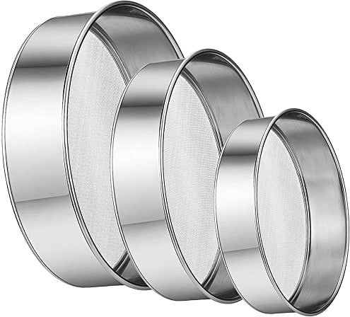 Aieraczy 15/20/25cm, setaccio per farina in acciaio inox, 3 pezzi 40/60, maglia fine, colino da cucina fine, grande con una sola mano,per cuocere, riso, cereali, fagioli, frutta e verdura