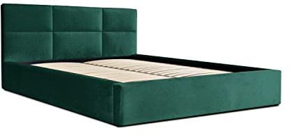 Siblo Bett 140x200 cm - Modern Polsterbett - Doppelbett mit Bettkasten und Lattenros - Malaga Kollektion - Robust Bett mit Stauraum - Bettgestell aus Holz - Grün