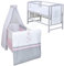 Baby Delux Babybett Komplett Set Kinderbett Mia 120x60 weiß grau Matratze Bettwäsche Set mehrteilig (Magic Stars rosa)