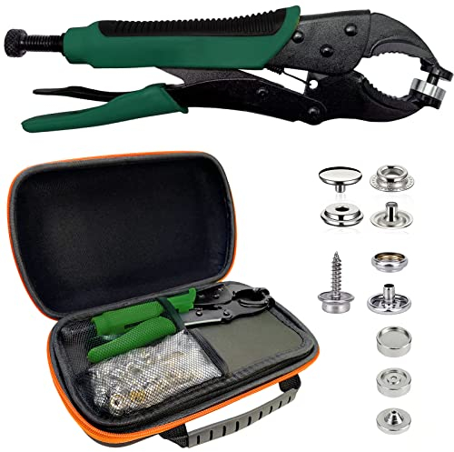 Robustes Druckknopf-Werkzeugset, Stanzfunktion, Druckknopf-Werkzeug mit verstellbarem Setter, 15 mm Druckknopf-Werkzeug, inklusive 40 Sets Marine-Druckknöpfe