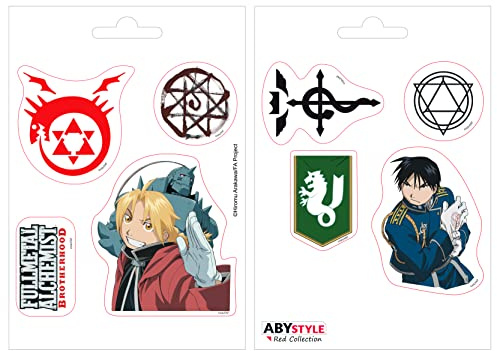 ABYSTYLE – FULLMETAL ALCHEMIST Aufkleber, 2 transparente Vinyl-Sticker, 16 cm x 11 cm, für Wände, Kühlschränke, Laptops uvm.