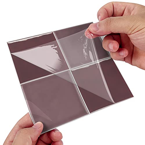 Alwayspon 25 Stück x 15 cm rosa Mosaik-Effekt, dicke Fliesenaufkleber, Vinyl, selbstklebender Spritzschutz, wasserdicht, zum Aufkleben auf Fliesen, für Küche, Badezimmer, Wand