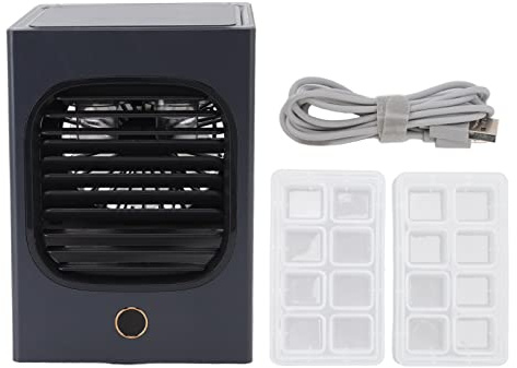Tragbarer Klimaanlagenventilator, 180 Ml Verdunstende Mini-Klimaanlage, Leiser Desktop-Lüfter mit USB-Ladefunktion, Mobiler Luftkühler für Zuhause, Büro, Wohnzimmer, Camping(Schwarz)