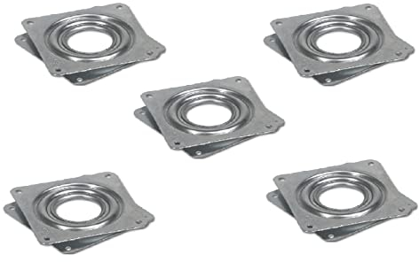 Gedotec Drehbeschlag 360° Drehteller zum Schrauben | Stahl verzinkt | Druck-Kugellager 80 kg | Schwerlast-Drehplatte 81 x 81 x 10,5 mm | 5 Stück - Drehplatte für Tischplatten - Küche - Möbel uvm.