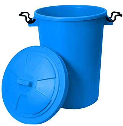 TENLITE 50L Extra Large Heavy Duty Plastic Bin Dustbin Storage Unit with Locking Lid for Home Garden Rubbish Waste Animal Feed (Sky Blue)