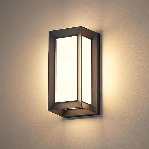 Klighten 20W Außen Wandleuchte, Außenwandleuchte Aussen Innen Wandlampe, IP65 Wasserdicht Außenlampe für Eingang Garten Terrasse, PC + Aluminium, 1080 Lumen, Warmweiß 3000K, Schwarz