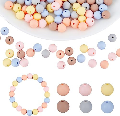 HOBBIESAY 120Pcs 9mm Silicone Beads Bulk 6 Colors Round Rubber Beads Silicone Loose Spacer Beads Silicone Focal Beads Craft Beads for DIY Crafts Bracelet Necklace Jewelry Keychain Making