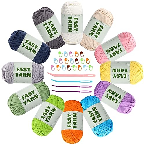 12 X 50g Häkelgarn Baumwolle Chenille Wolle Zum Häkeln, 12 Farben Easy Crochet Yarn Cotton Dicke Wolle zum Häkeln Dicke Wolle gut Sichtbare Maschen, Wolle zum Häkeln Dickes Garn Baumwoll-Nylon