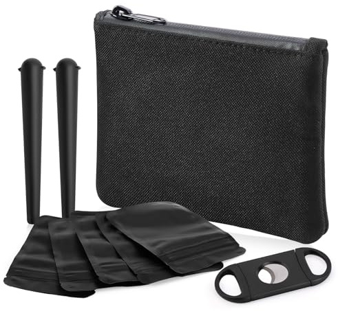 Tasche geruchsdichter Beutel & 2 Doob Tube – geruchsdichter Behälter und Gelenkhalter + 5 geruchsdichte Beutel, Zubehör mit Aktivkohle-Futter (S (15 x 11 cm), schwarz)