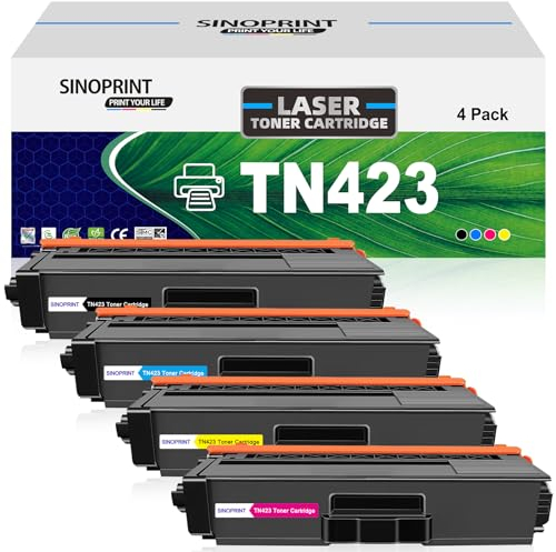 SINOPRINT 4er-Pack TN423 Toner Ersatz für Brother TN-423 TN-421 TN-423BK TN-423C TN-423Y TN-423M Tonerkartusche Kompatibel für Brother MFC-L8690CDW HL-L8260CDW DCP-L8410CDW HL-L8360CDW MFC-L8900CDW